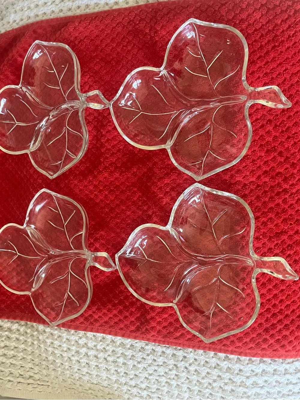 Vintage Hazel-Atlas Clear Glass Divided Leaf Dish - 3-Section Relish & Candy 538